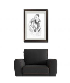 Dzieła sztuki - Grafika kobieta czarno biała A3 do salonu klasycznego, nowoczesnego