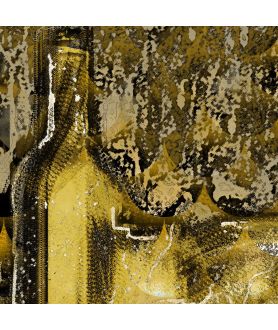 Obrazy abstrakcyjne - Obraz Złota abstrakcja butelka (1-częściowy) szeroki