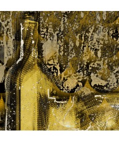 Obrazy abstrakcyjne - Obraz Złota abstrakcja butelka (1-częściowy) szeroki