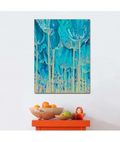 Obrazy na ścianę - Obraz turkusowy Tulipany drzewa (1-częściowy) pionowy