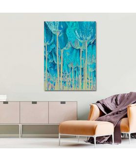 Obrazy na ścianę - Obraz turkusowy Tulipany drzewa (1-częściowy) pionowy