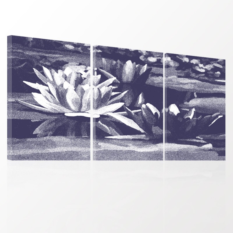 Obrazy kwiaty - Obraz tryptyk Lilia wodna (3-częściowy) długi