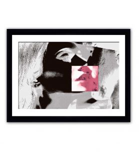 Obrazy na ścianę - Obraz czarno biały z czerwonym Usta (1-częściowy) szeroki